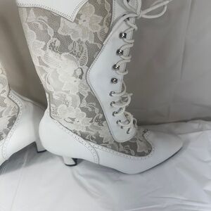 Oak Tree Farms Vesper leather and lace Victorian wedding boots